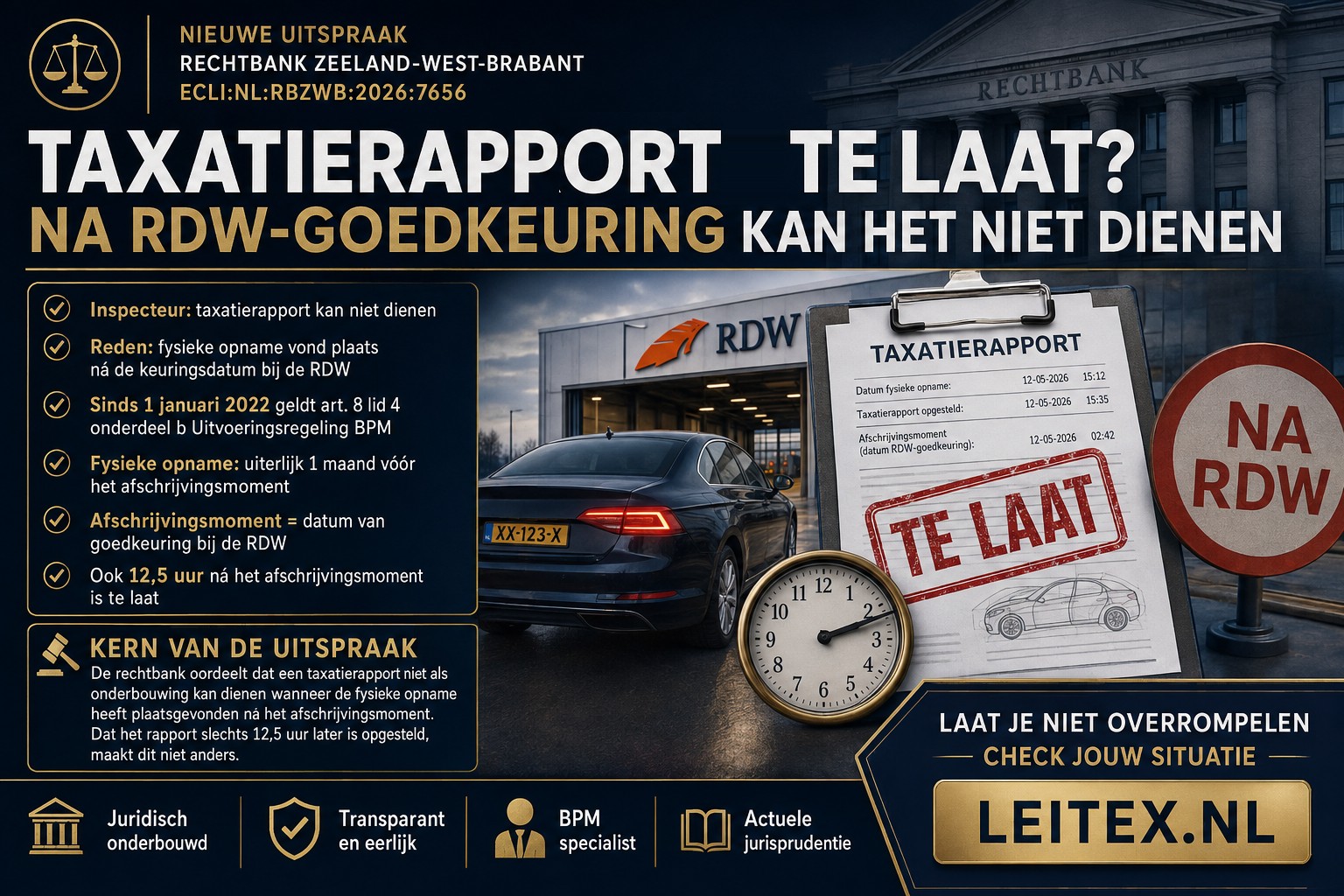 Taxatierapport na RDW-goedkeuring? "Te laat is te laat", zelfs bij 12,5 uur
